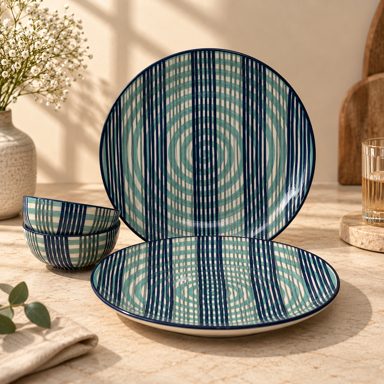 BLUE STRIPED SPIRALS- SET OF 6 - Image 2