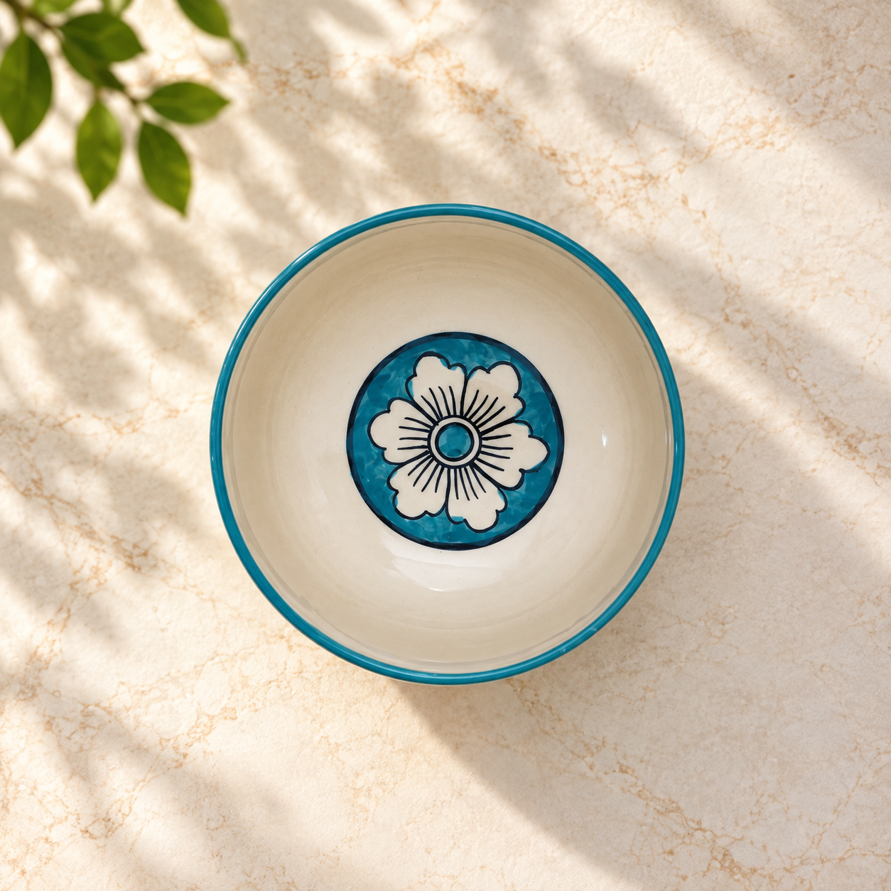 TURQUOISE FLORAL BOWL - Image 2