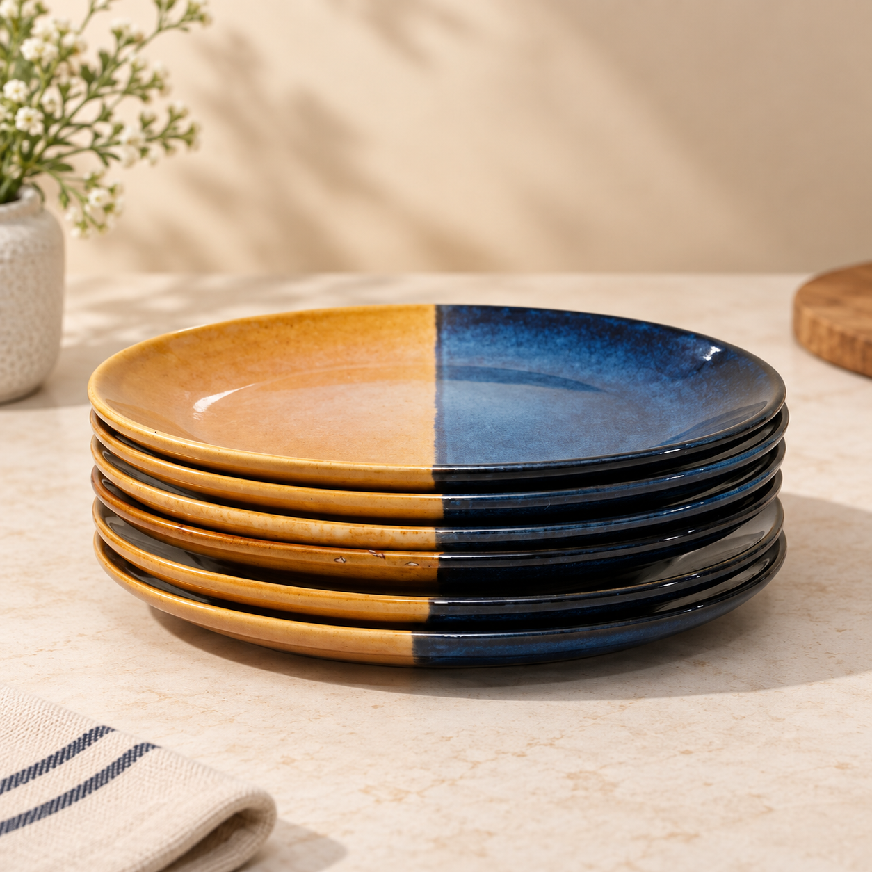 HALF AND HALF- NAVY AND OCHRE GLAZE - Image 4