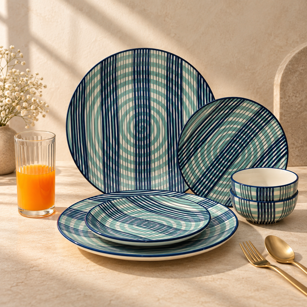 BLUE STRIPED SPIRALS- SET OF 6 - Image 3