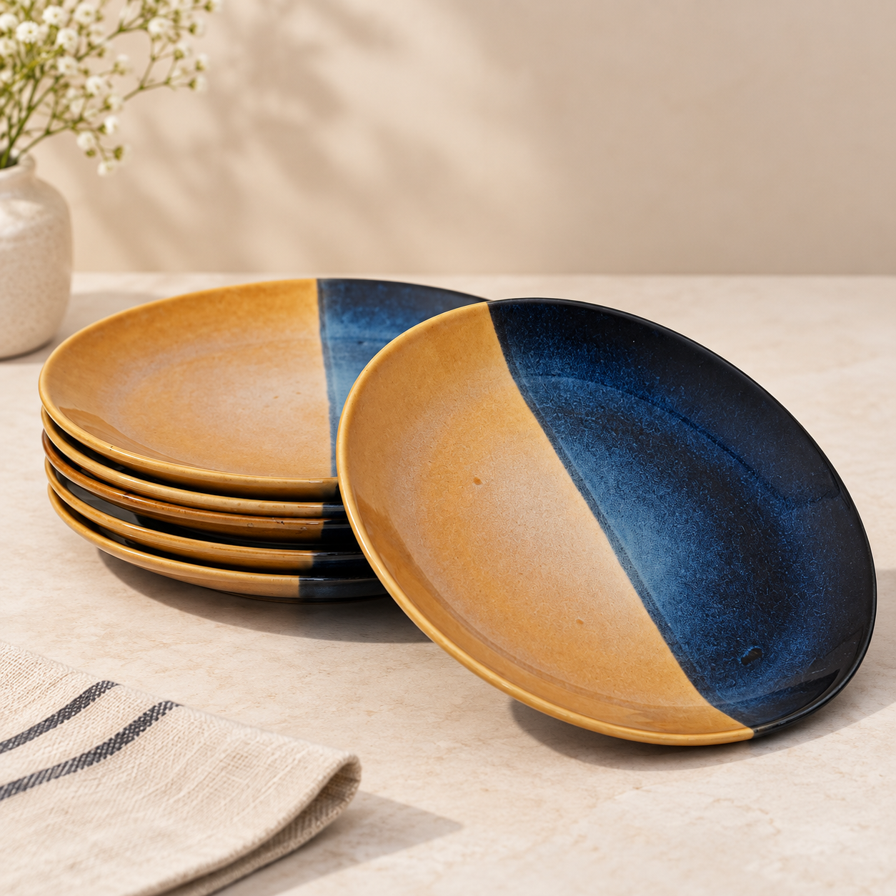 HALF AND HALF- NAVY AND OCHRE GLAZE - Image 5