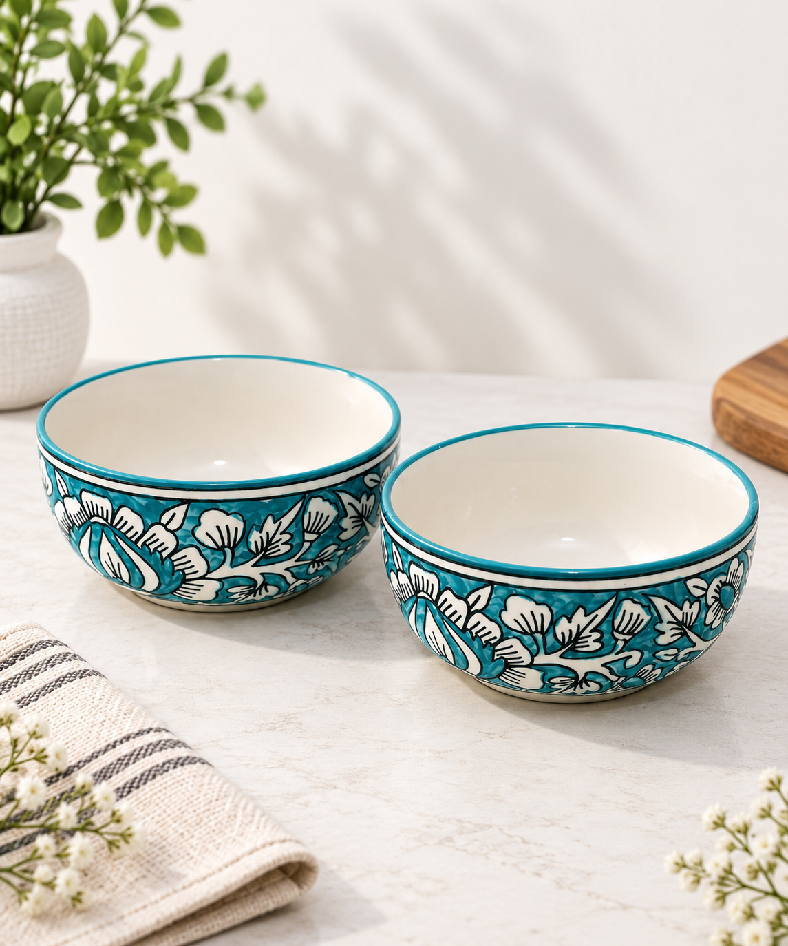 TURQUOISE FLORAL BOWL - Image 4