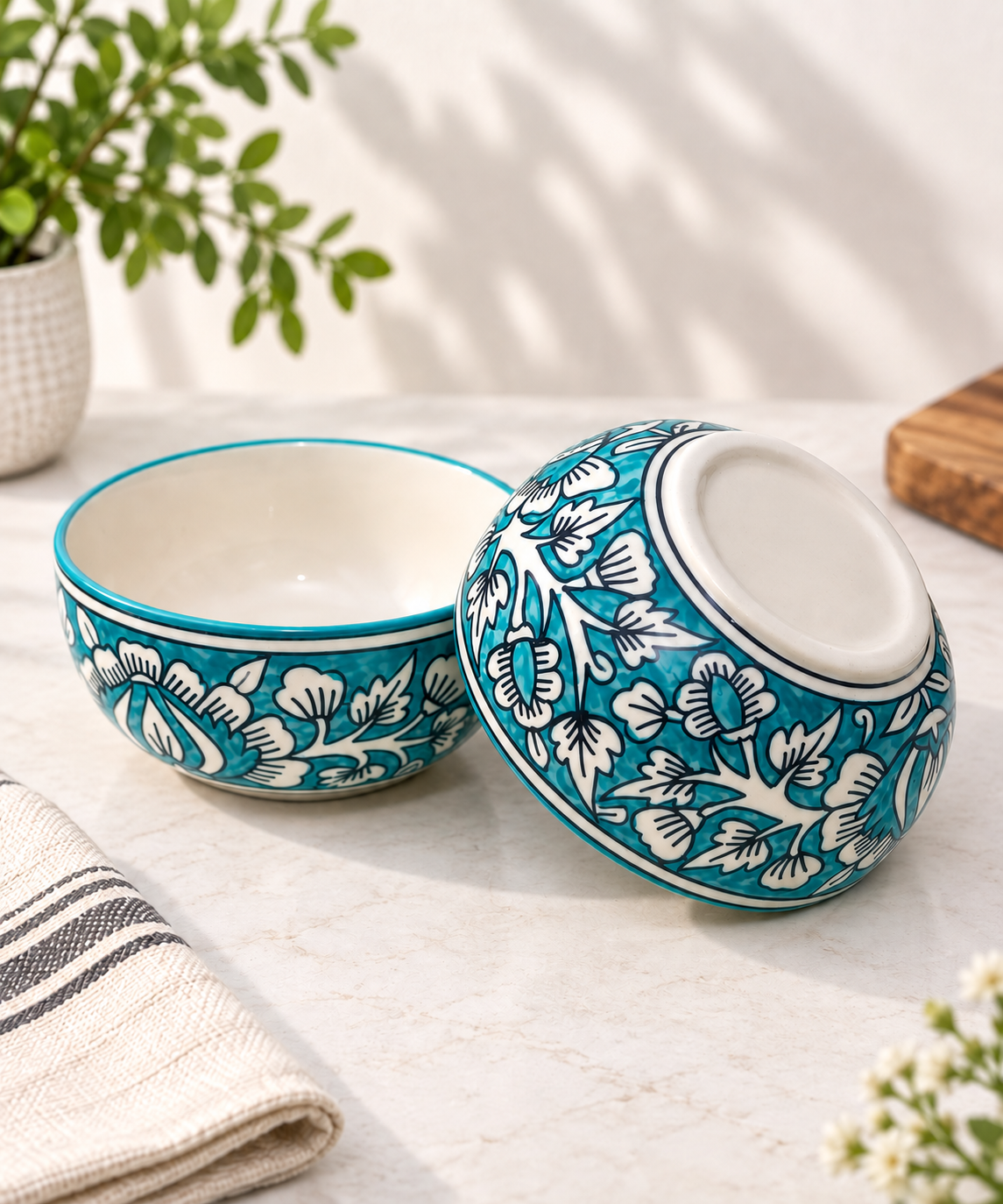 TURQUOISE FLORAL BOWL - Image 5