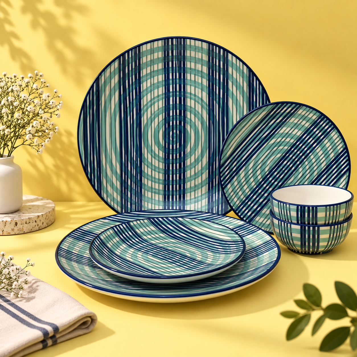 BLUE STRIPED SPIRALS- SET OF 6 - Image 6