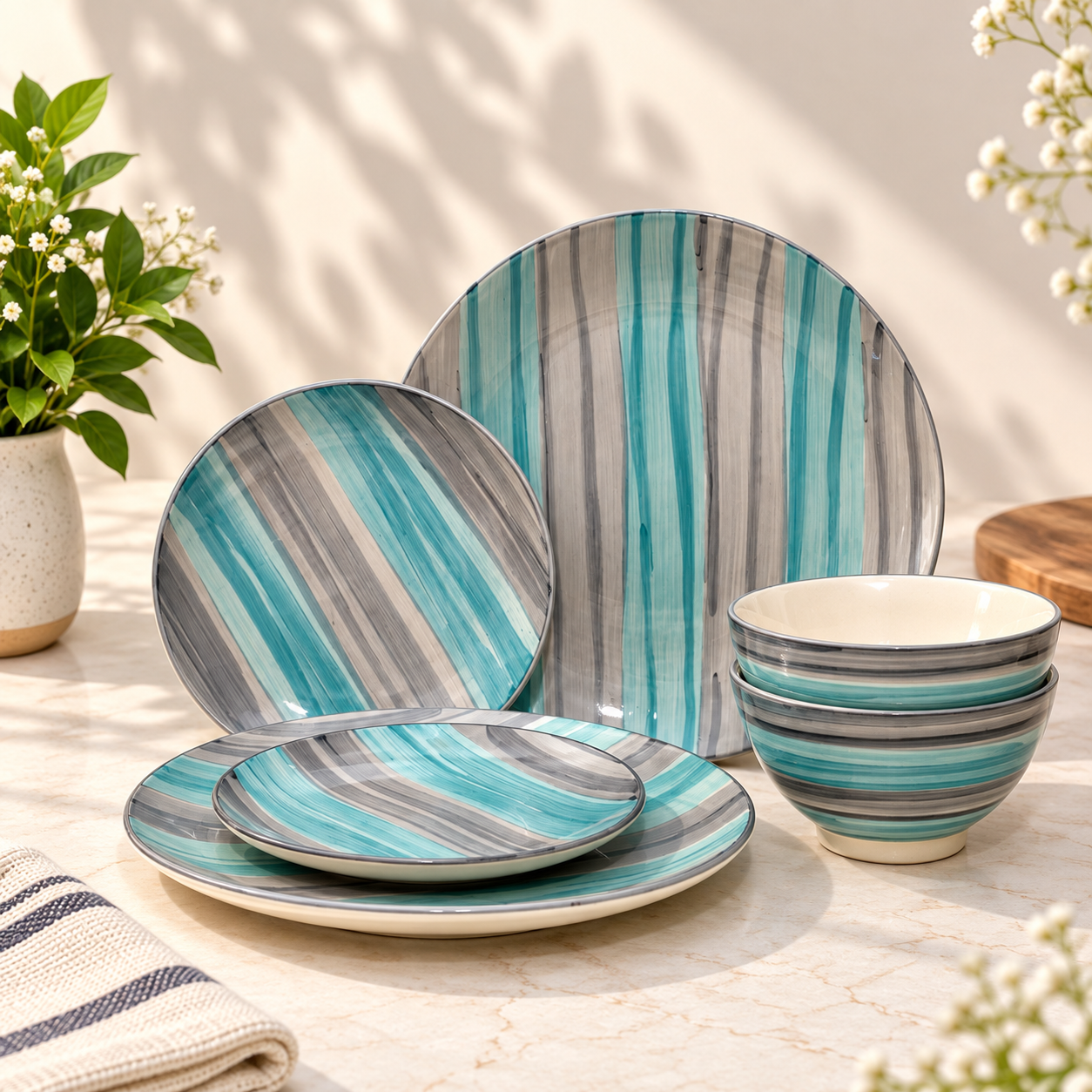 AQUA GREY BRUSHED- SET OF 6 - Image 5