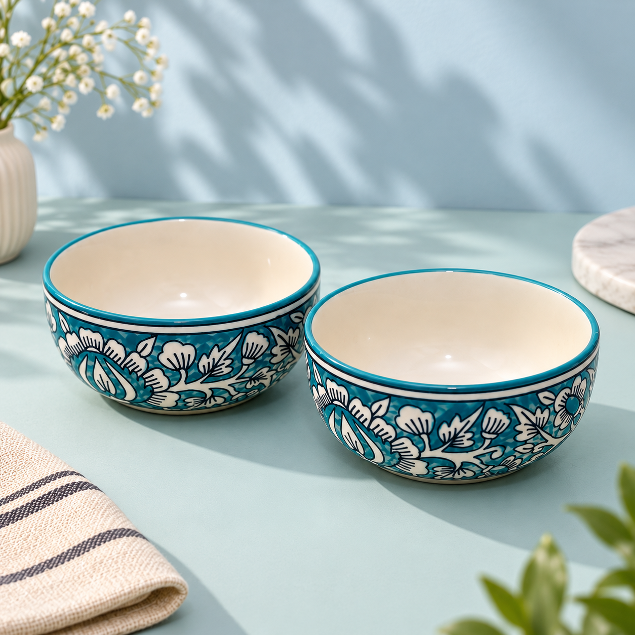 TURQUOISE FLORAL BOWL - Image 7